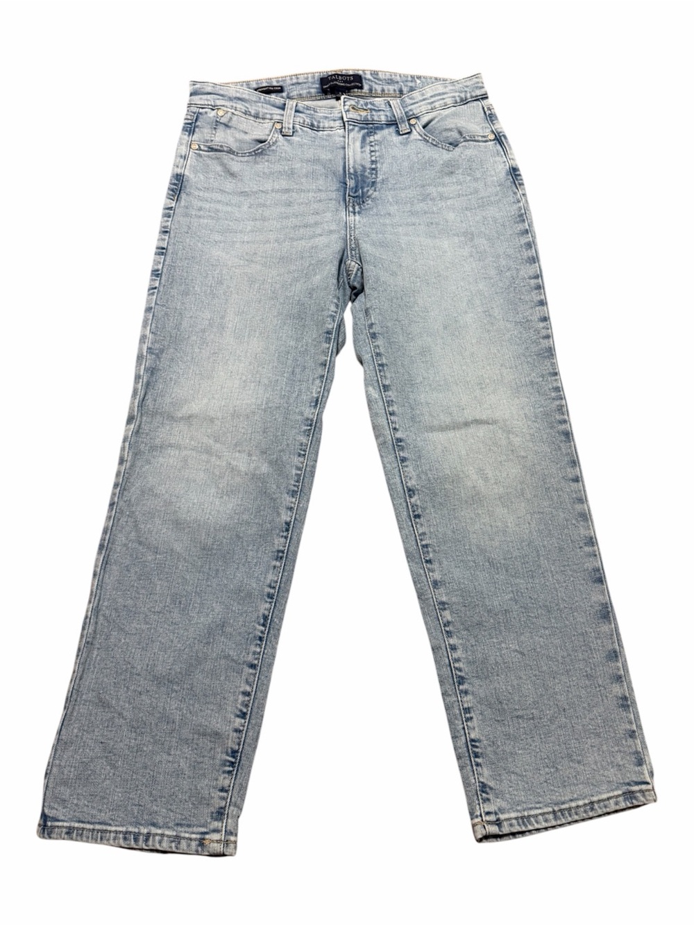 Talbots Womens Classic Wide Leg Light Wash Denim Straight Leg Crop Size 8 Preppy
